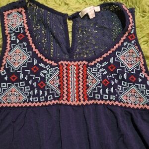 Skies Are Blue Embroidered Boho Top